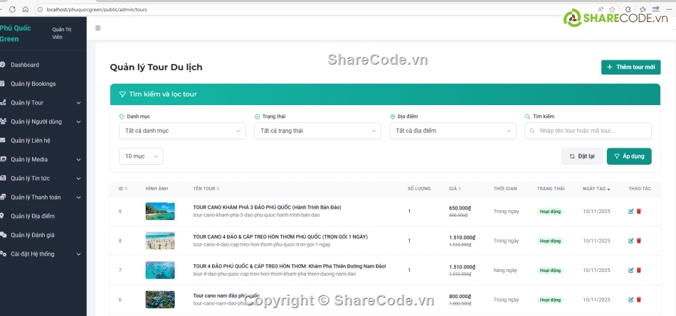 web du lịch,chia se code web du lich,code web mobile,quản lý du lịch
